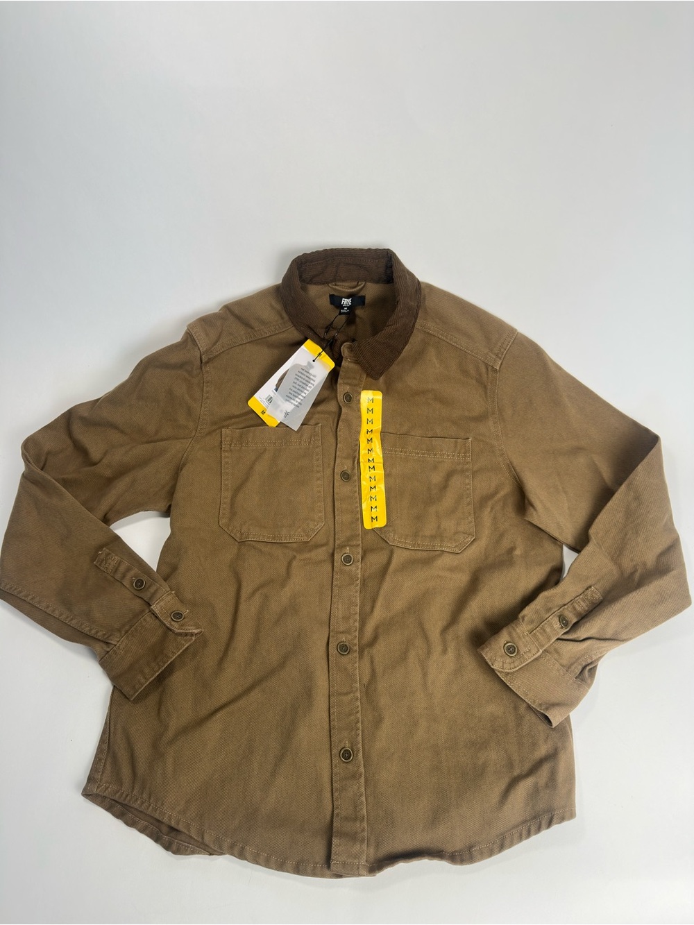 Men's Medium Frye Barn Shacket Brown Button-Up Work Shirt Jacket